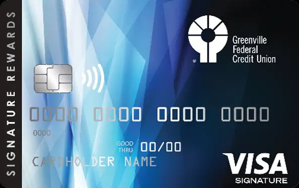Greenville Federal Credit Union Visa card featuring contactless chip for commercial checking accounts.