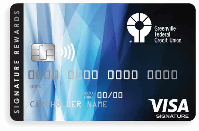 Visa debit card from Greenville Federal Credit Union, offering diverse checking account options and cash back rewards.