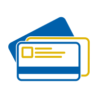 Greenville FCU Card Manager logo featuring two overlapped credit cards in blue and gold.