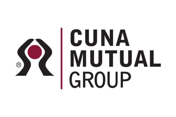 CUNA Mutual Group logo with a stylized red dot figure, highlighting diverse insurance options.