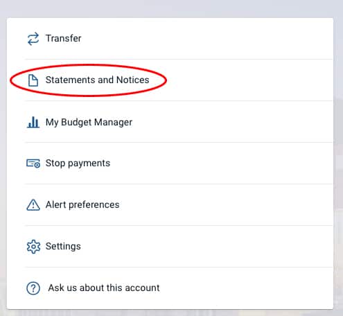 Statements and Notices section highlighted for eco-friendly account statements and secure delivery enrollment.