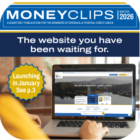 Newsletter promotion for Greenville Federal Credit Union's new website launch in January 2026, featuring personalized bank...